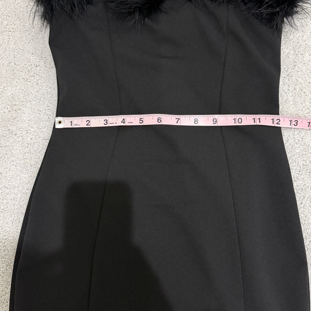 Black Mini Dress with Feather Detail - Picture 10 of 11